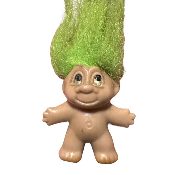 Vintage Troll DAM 1989 Mini Doll Pendant Keychain Ring Green Hair - Picture 4 of 8